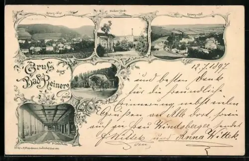 AK Bad Reinerz, Wandelbahn, Musik-Pavillon, Ulriken-Quelle