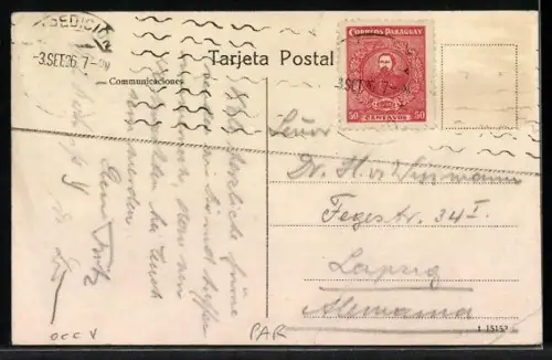 AK Asuncion /Policia, La Plaza, Landkarte von Paraguay mit Corriente, Itapun u. Amam