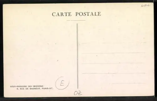 AK Océanie, Missions des Péres Maristes, Chapelle en bambous, Archipel de Salomon