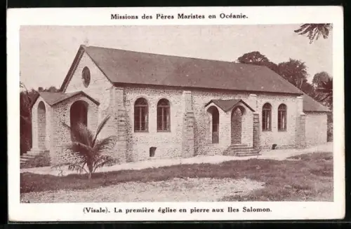 AK Iles Salomon, Missions des Pères Maristes en Océanie, La première église en pierre