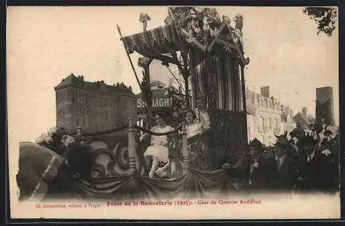 AK Troyes, Fêtes de la Bonneterie 1925, Char du Quartier Audiffred