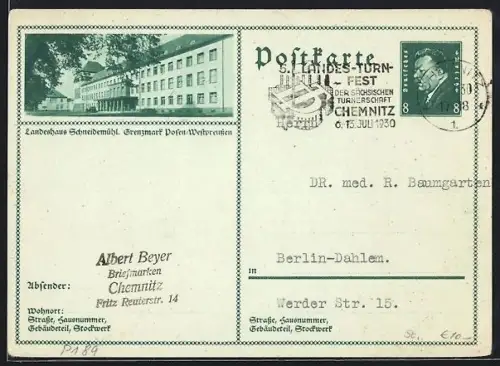 AK Schneidemühl, Grenzmark Posen-Westpreussen, Landeshaus