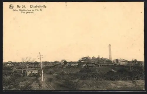 AK Elisabethville, Usine Métallurgique de l`U. M., Vue générale