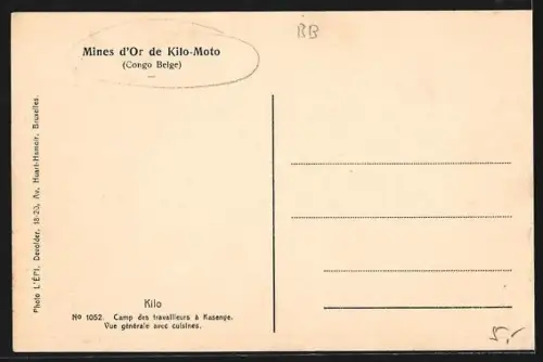 AK Kilo, Mines d`Or de Kilo-Moto, Camp des travailleurs à Kasenye, Vue générale avec cuisines