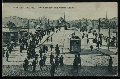 AK Constantinople, Le nouveau Pont, Strassenbahn