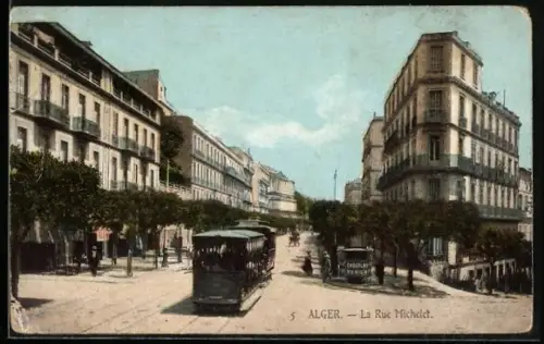 AK Alger, Strassenbahn auf der Strasse Michelet