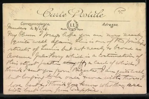 AK Tunis, Avenue de France et Tramway, Strassenbahn