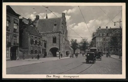 AK Den Haag, Gevangenpoort, Strassenbahn