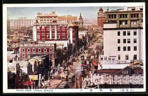 AK Tokio, View in Ginza Street with Shops and Tram