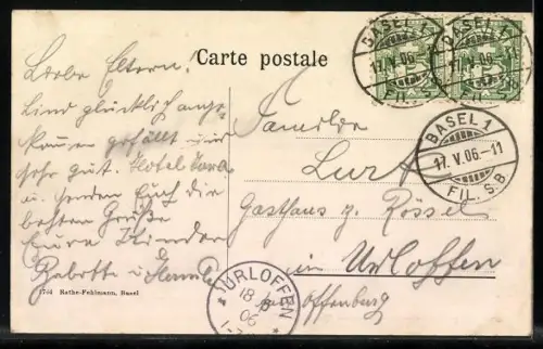 AK Basel, Strassenbahn, Marktplatz mit neuem Rathaus