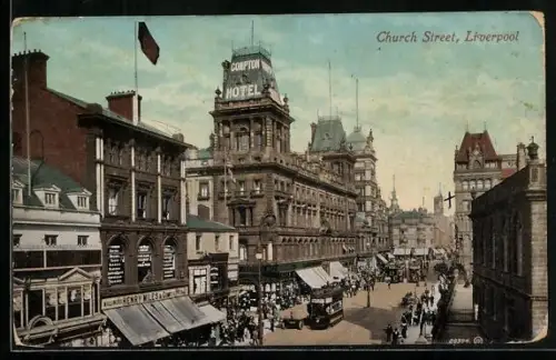AK Liverpool, Church Street, Strassenbahn