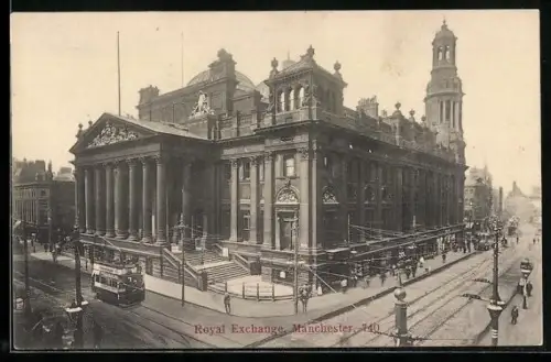 AK Manchester, Royal Exchange, Strassenbahn