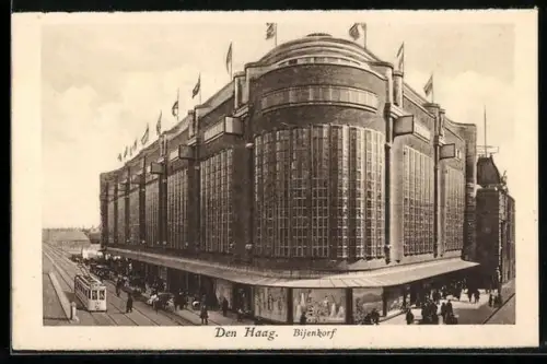 AK Den Haag, Bijenkorf, Strassenbahn