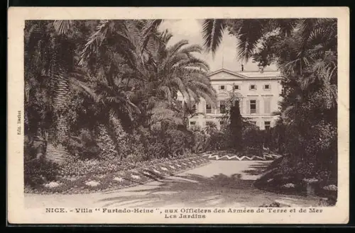AK Nice, Villa Furtado-Heine, aux Officiers des Armées de Terre et de Mer, Les Jardins