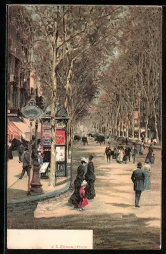 Künstler-AK Nice, Avenue de la Gare