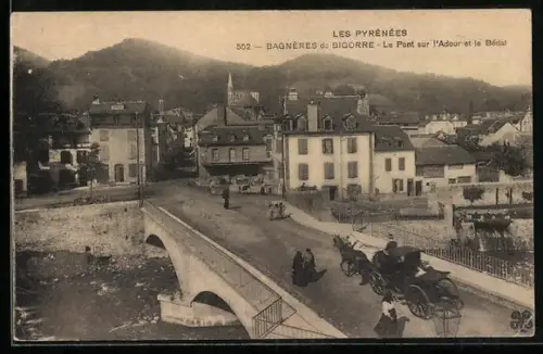 AK Bagnéres-de-Bigorre, le pont sur l'Adour et le Bédat