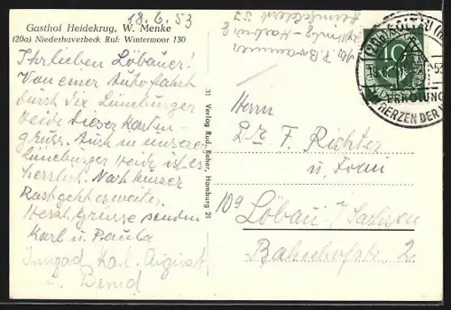 AK Niederhaverbeck, vier Ansichten vom Gasthof Heidekrug