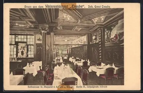AK Berlin, Weinrestaurant Traube, Leipzigerstr. 117-118, Innenansicht