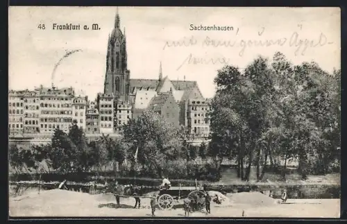 AK Frankfurt a. M., Sachsenhausen, Teilansicht mit Kirche