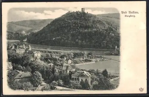 AK Bad Nassau, Teilansicht mit Burgberg