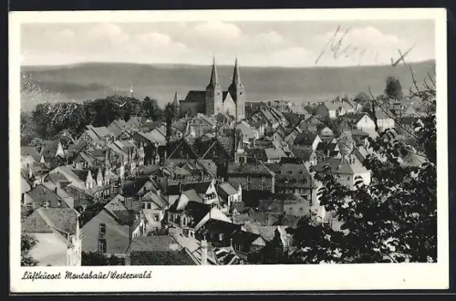 AK Montabaur /Westerwald, Totalansicht mit Kirche aus der Vogelschau