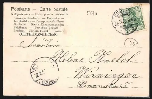 AK Andernach, Alter Krahnen, Turmpanorama mit Strasse