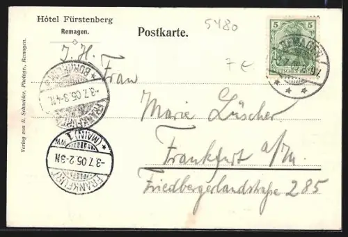 AK Remagen, Ortsansicht mit Rhein von einer Mauer aus