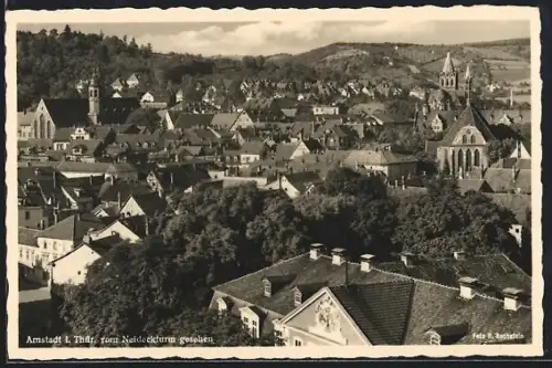AK Arnstadt, Totalansicht vom Neckarturm gesehen