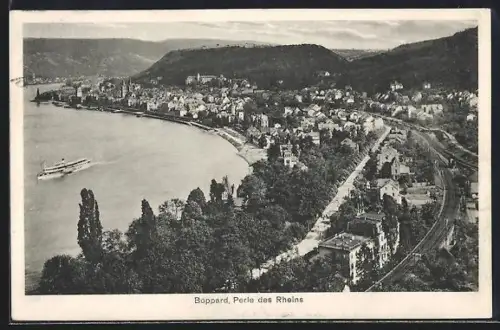 AK Boppard /Rhein, Gesamtansicht mit Rhein aus der Vogelschau