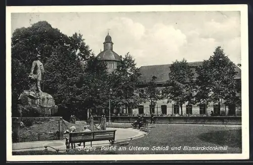 AK Siegen, Schloss & Bismarckdenkmal