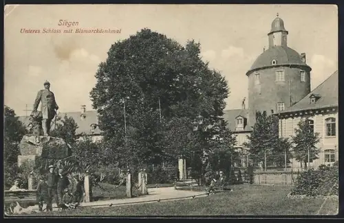 AK Siegen, Unteres Schloss, Bismarckdenkmal