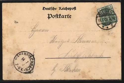 AK Siegen, Ortspanorama von einer Wiese aus