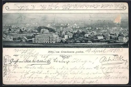 AK Höhr, Totalansicht von Grenzhausen aus