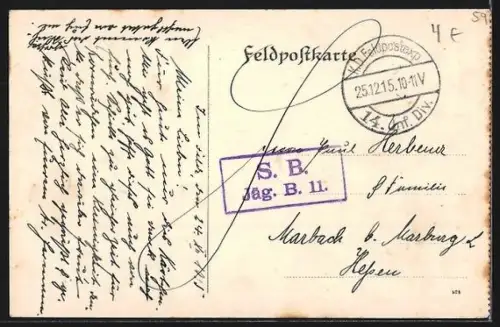 AK Aubers b. La Bassee, Zerstörte Kirche