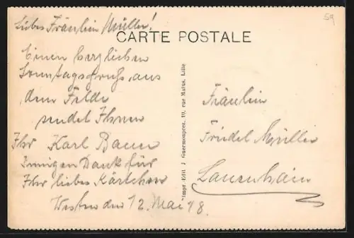 Künstler-AK Lille, vue du Nouveau Théâtre et de la Nouvelle Bourse, Strassenbahn, Passepartout