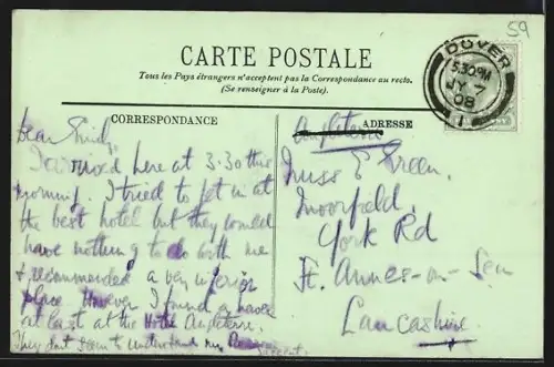 AK Lille, La Bourse, Strassenbahn