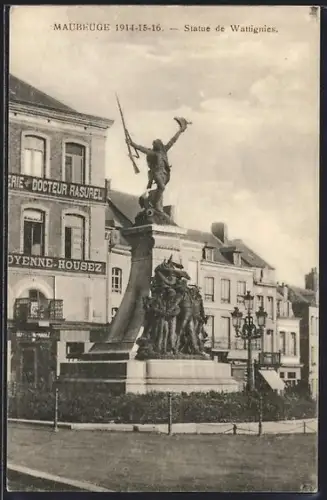 AK Maubeuge, Statue de Wattignies 1914-15-16