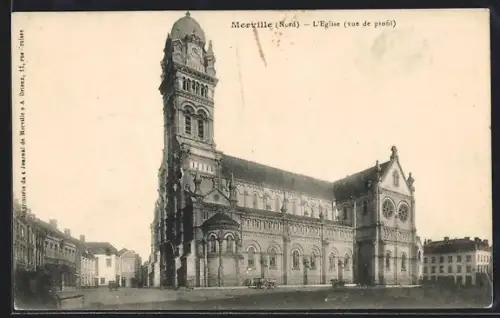 AK Merville /Nord, L`Eglise vu de profil