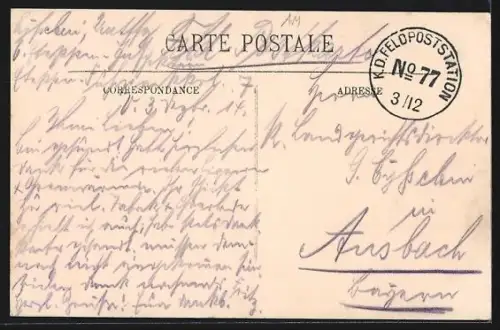 AK Valenciennes, Panorama, Soldat mit Gewehr, Passepartout