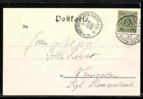 Künstler-AK Carl Münch: Lorch / Remstal, Kloster mit Bahn in der grünen Landschaft