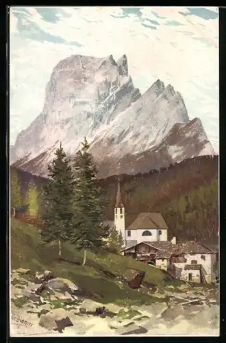 Künstler-AK Zeno Diemer: San Vito di Cadore, Monte Pelmo