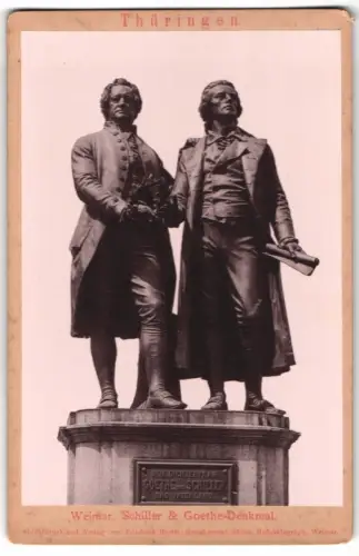 Fotografie Friedrich Hertel, Weimar, Ansicht Weimar, das Schiller & Goethe Denkmal