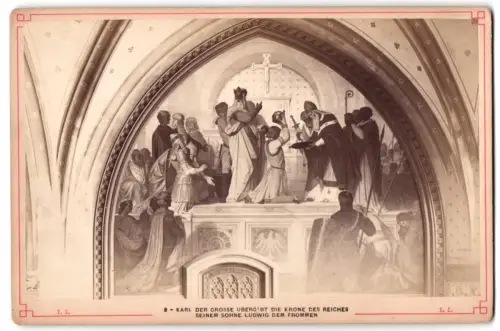 Fotografie Leon & Levy, Paris, Ansicht Aachen, Gemälde im Rathaus, karl der Grosse übergibt die Krone de Reiches