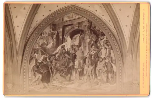 Fotografie J. H. Schoenscheidt, Cöln, Ansicht Aachen, Gemälde im Rathaussaal: Einzug Karl des Grossen