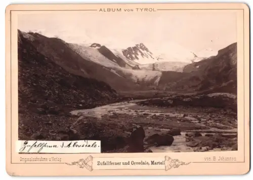 Fotografie B. Johannes, Meran, Ansicht Martell, Zufallferner und Cevedale, Gletscher