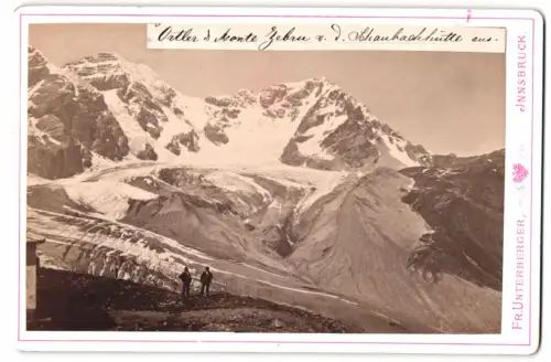 Fotografie Fr. Unterberger, Innsbruck, Ansicht Solda, Blick nach dem Ortler und Zebru von der Schaubachhütte, Gletscher