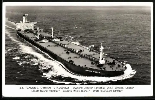 Fotografie Frachtschiff SS James E. O`Brien in voller Fahrt