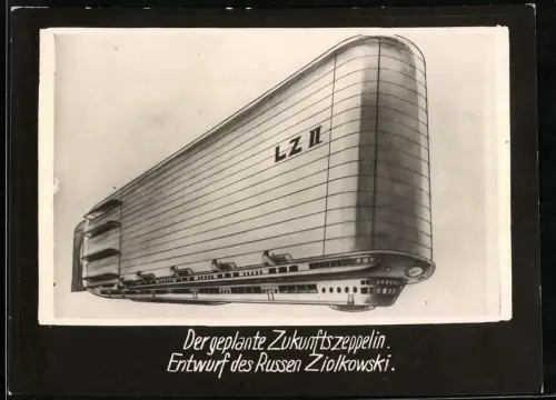 Fotografie geplanter russischer Zeppelin LZ II, nach Entwurf von Ziolkowski