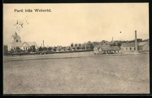 AK Weberöd, Kirche und Fabrik, Panorama