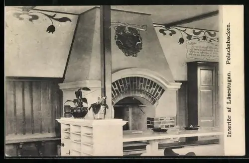 AK Uppsala, Polacksbacken, Interiör af Läsestugan